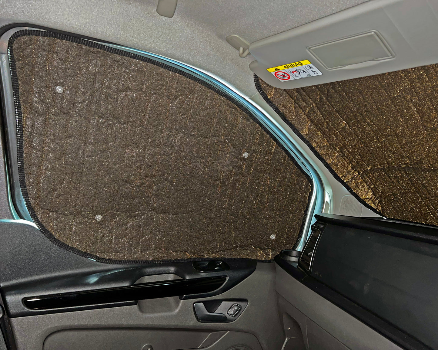 VW T6.1 Thermal Blinds - Starry Night Gold Glitter Screen