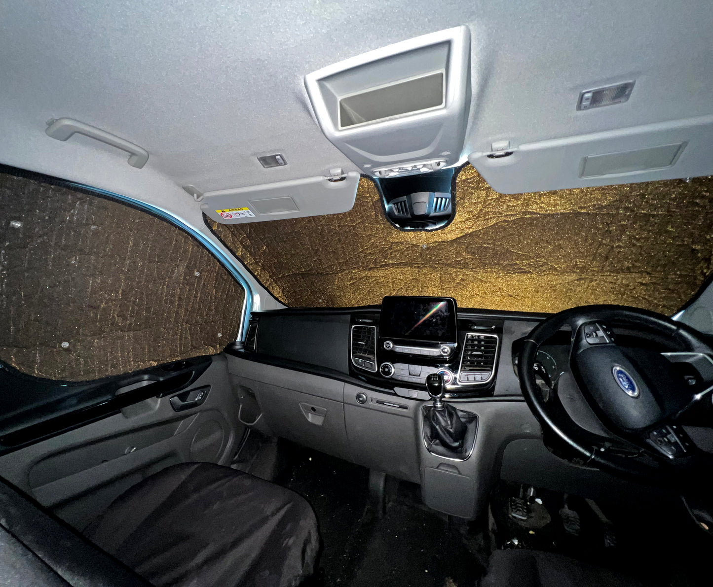 VW T6.1 Thermal Blinds - Starry Night Gold Glitter Screen